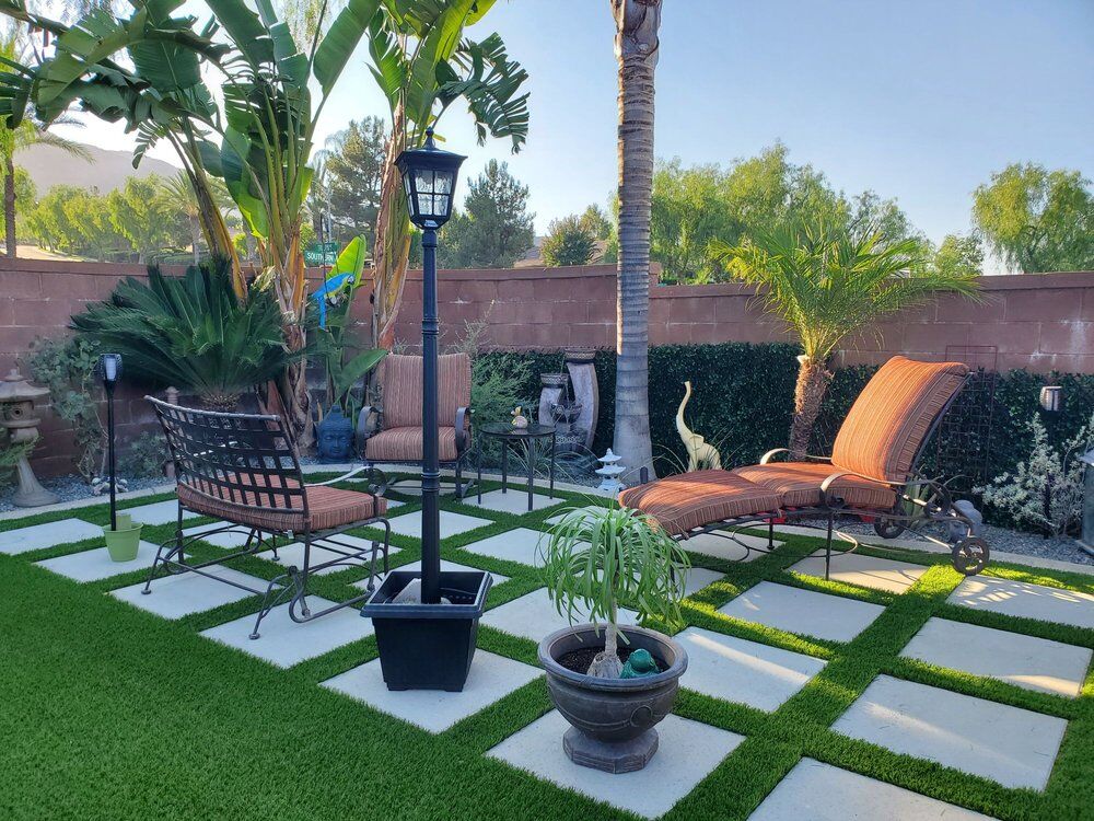 Custom Paved Patio, Riverside Artificial Grass & Pavers