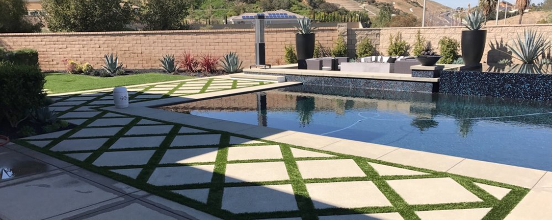 corona review 1 Custom Paved Pool Deck, Riverside Artificial Grass & Pavers
